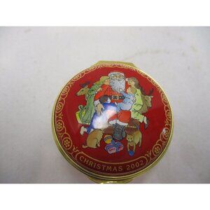 Enamel Box, Halcyon Days,‎ Christmas 2002, Snuff Pill Jewelry Trinket England